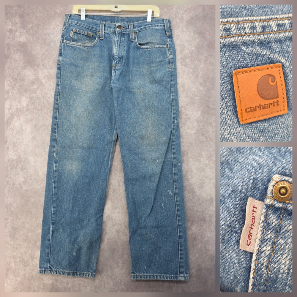 Carhartt Relaxed Fit Jeans Mens 36x31 Straight Leg Blue Denim Workwear